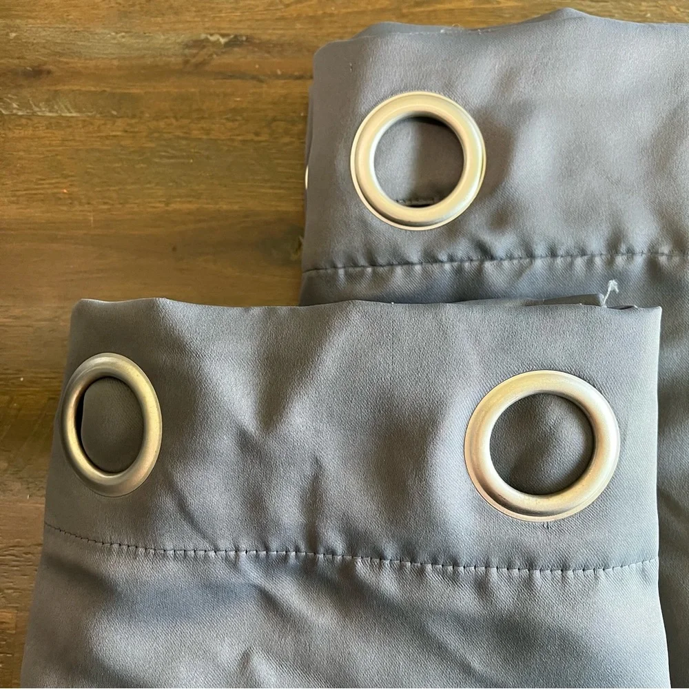 Set of 2 dark gray grommet curtain panels 53x105in